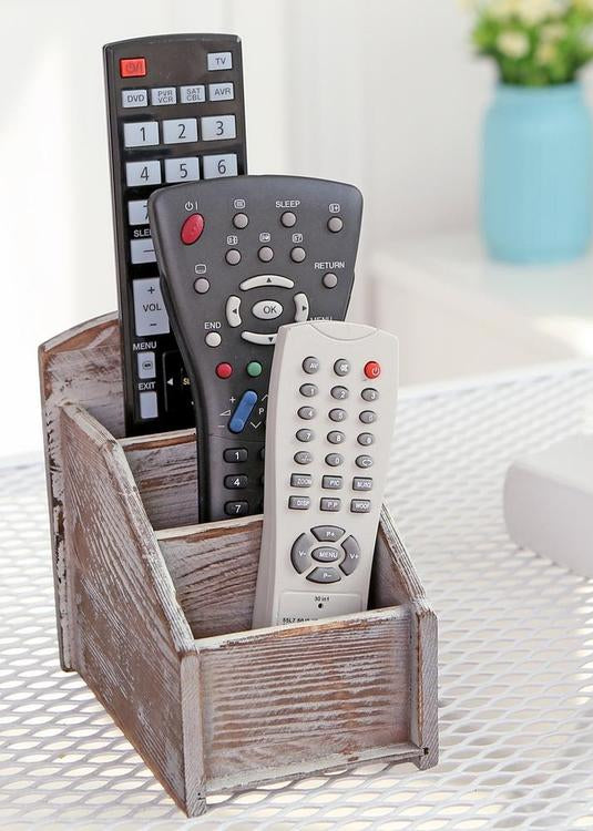 Rustic Remote Control Holder, Torched Finish