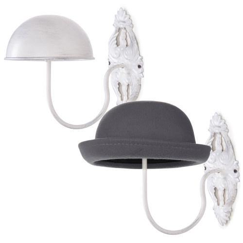 Wall-Mounted Vintage White Metal Hat & Wig Holders, Set of 2