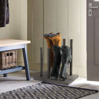 Vintage Gray Solid Wood Boot Holder Stand