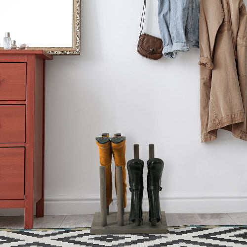 Vintage Gray Solid Wood Boot Holder Stand