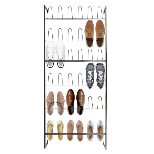 Wall Mounted Black Metal 36 Hook Shoe Rack