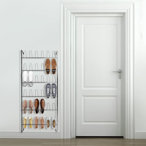 Wall Mounted Black Metal 36 Hook Shoe Rack