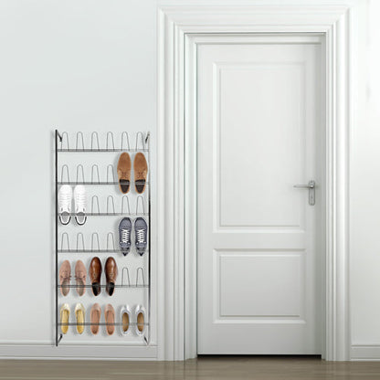 Wall Mounted Black Metal 36 Hook Shoe Rack