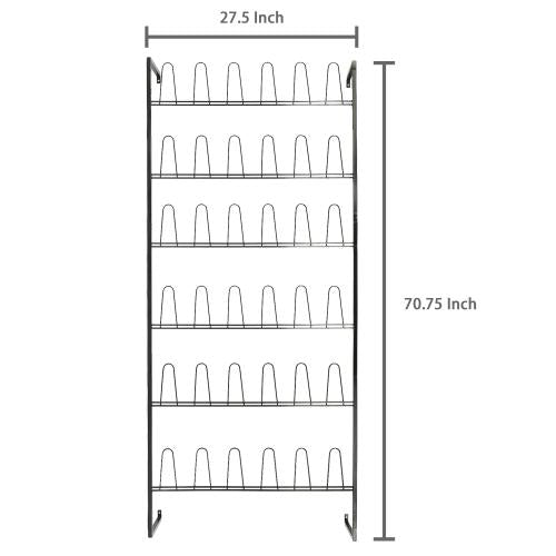 Wall Mounted Black Metal 36 Hook Shoe Rack