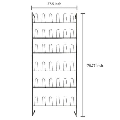 Wall Mounted Black Metal 36 Hook Shoe Rack