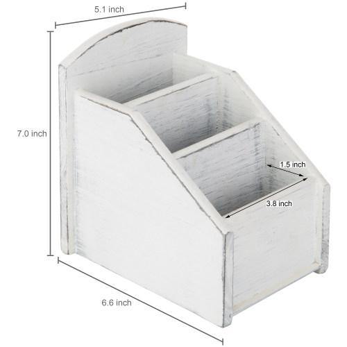 Vintage White Wood Remote Control Organizer