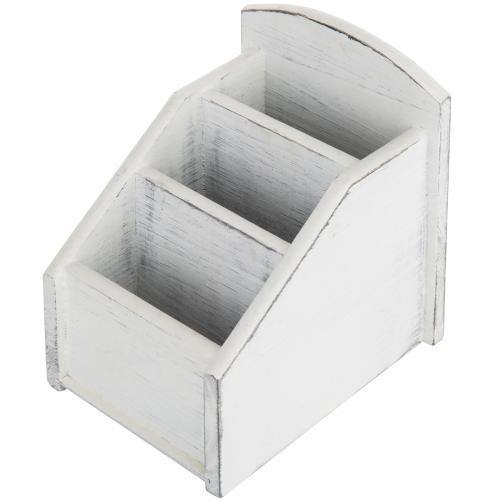 Vintage White Wood Remote Control Organizer