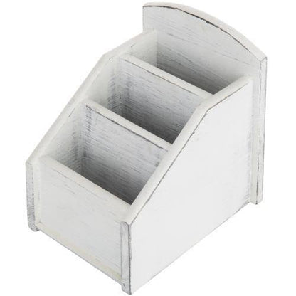 Vintage White Wood Remote Control Organizer