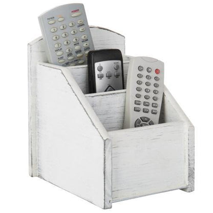 Vintage White Wood Remote Control Organizer