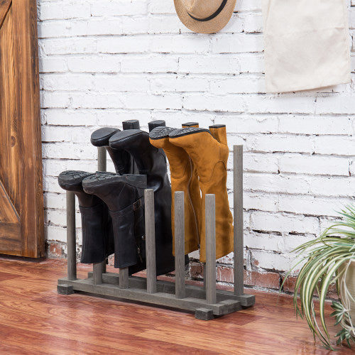 Dark Gray Wood Boot Storage Rack, For 6 Pairs