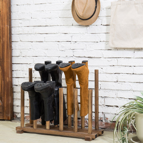 Dark Brown Wood Boot Rack, For 6 Pairs