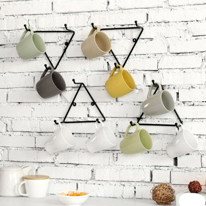 Modern Matte Black Metal Triangular Mug Racks, Set of 4