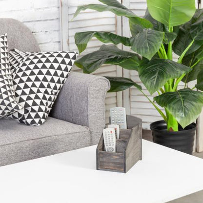 Rustic Gray Wood Remote Control Holder