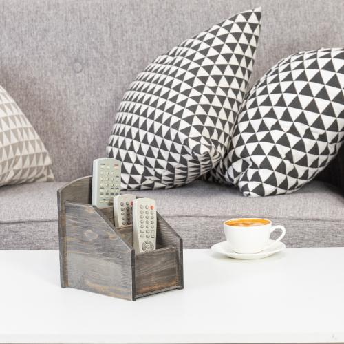 Rustic Gray Wood Remote Control Holder