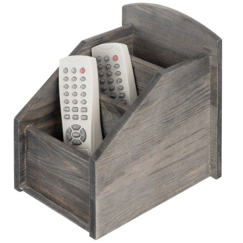 Rustic Gray Wood Remote Control Holder