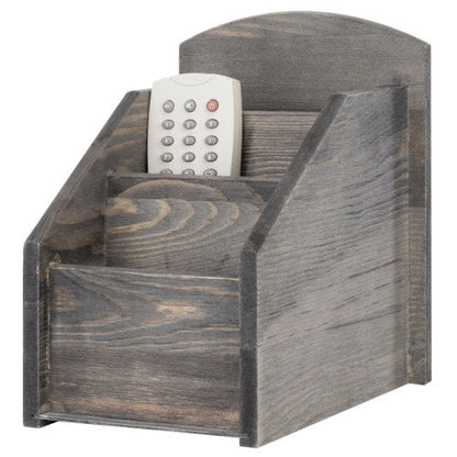 Rustic Gray Wood Remote Control Holder
