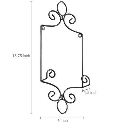 Vintage Plate Holder Rack with Black Metal Scrollwork