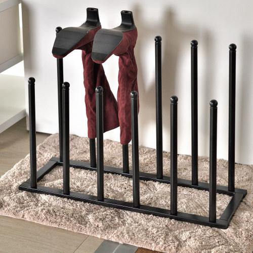 Modern Black Metal 6-Pair Boot Rack