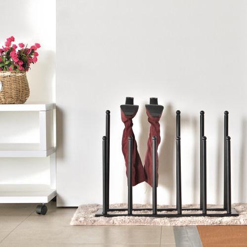Modern Black Metal 6-Pair Boot Rack