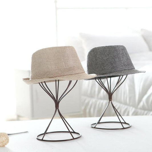 Brown Metal Wire Hat Display Stands, Set of 2