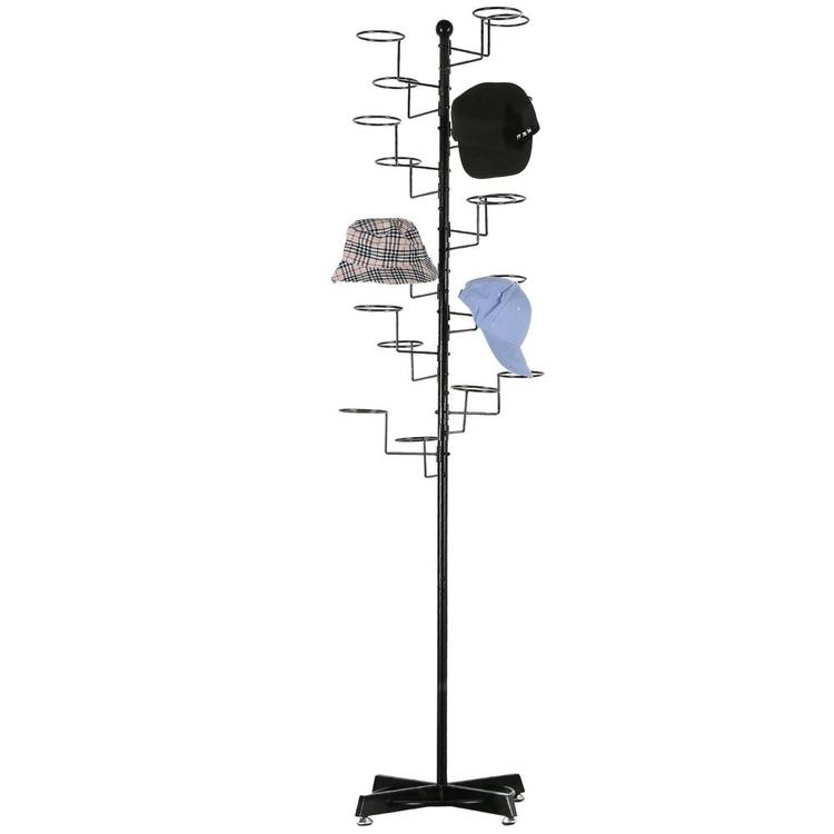 Modern Standing Hat / Wig Rack Display Stand, Black Metal Wire