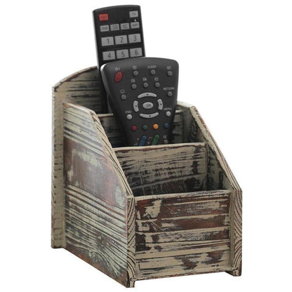 Rustic Torched Wood Remote Control Holder