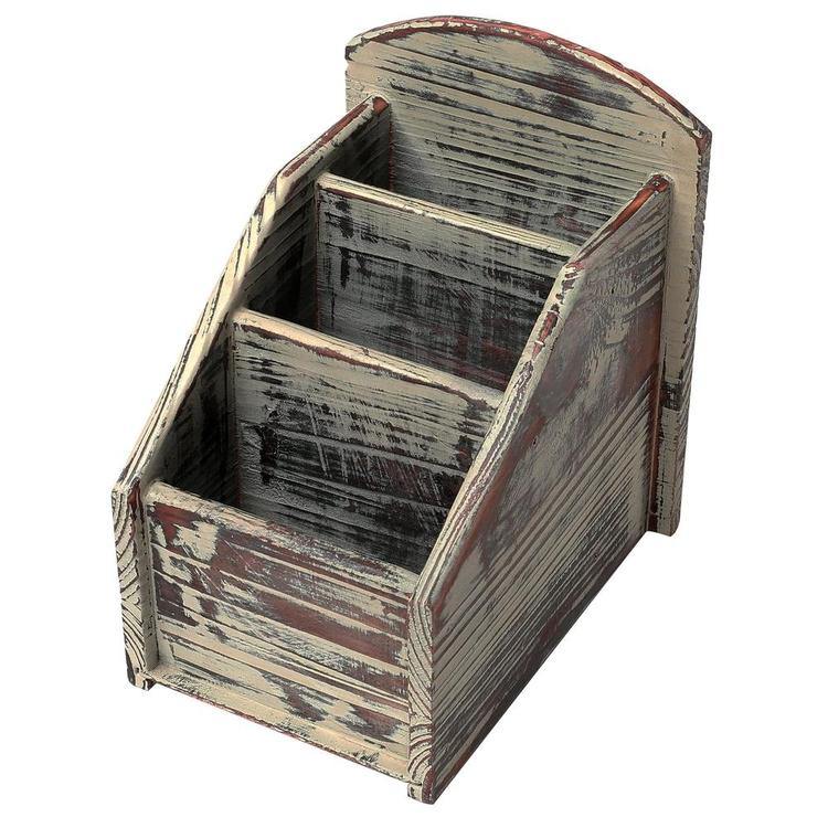 Rustic Torched Wood Remote Control Holder