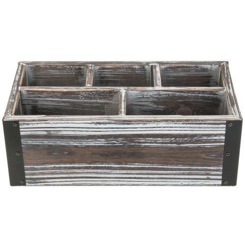 Rustic Torched Wood Remote Control Organizer