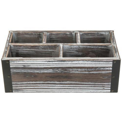 Rustic Torched Wood Remote Control Organizer