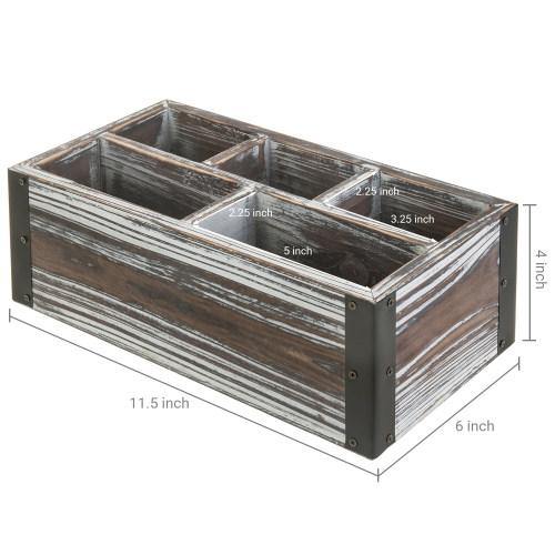 Rustic Torched Wood Remote Control Organizer