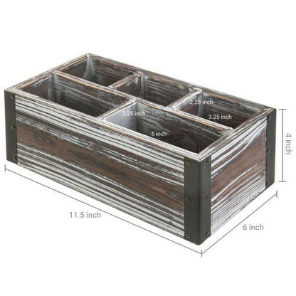 Rustic Torched Wood Remote Control Organizer