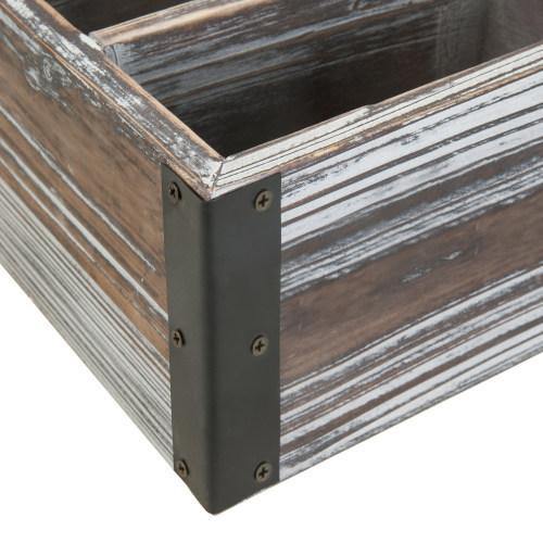 Rustic Torched Wood Remote Control Organizer