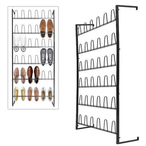 Wall Mounted Black Metal 36 Hook Shoe Rack