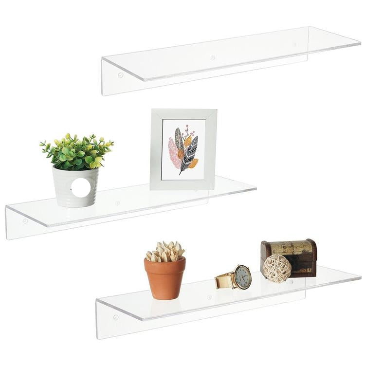 Wall Mounted Acrylic Shelf Racks, Set of 3