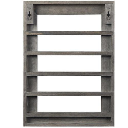 Wall Mounted Vintage Gray Wood Challenge Coin Display Rack