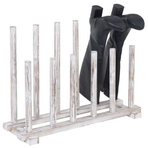 Whitewashed Wood Inverted Boot Storage Rack