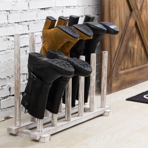 Whitewashed Wood Inverted Boot Storage Rack